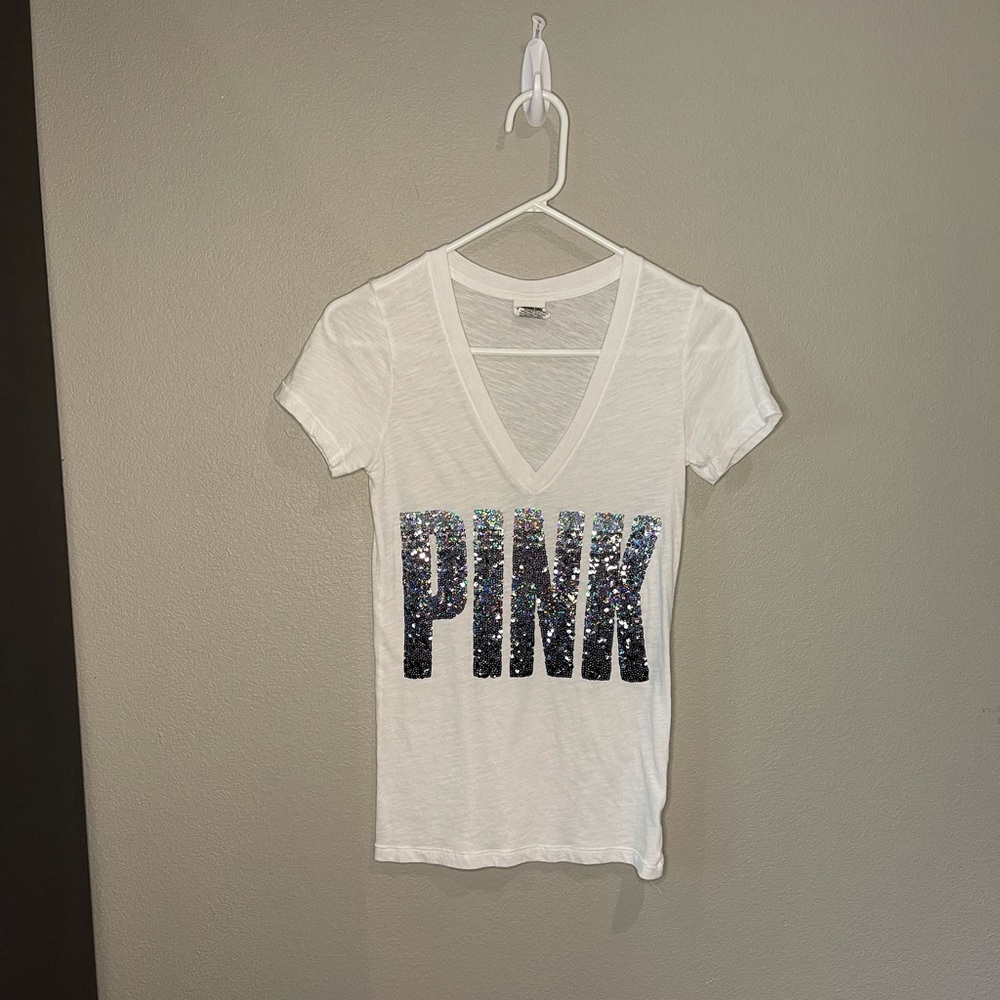 PINK Size XS White & Silver Shirt